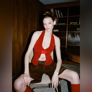 With Jean Rose Top in Red size small